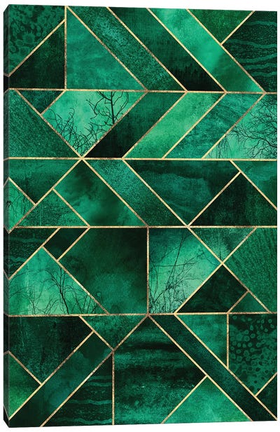 Abstract Nature - Emerald Green Canvas Art Print - Decorative Elements