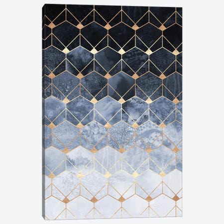 Blue Hexagons And Diamonds Canvas Print #ELF230} by Elisabeth Fredriksson Canvas Art