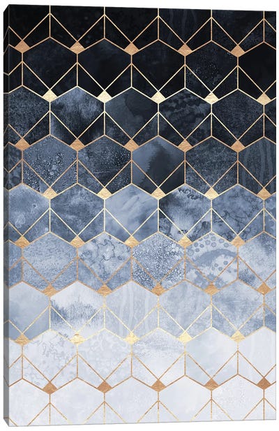 Blue Hexagons And Diamonds Canvas Art Print - Elisabeth Fredriksson