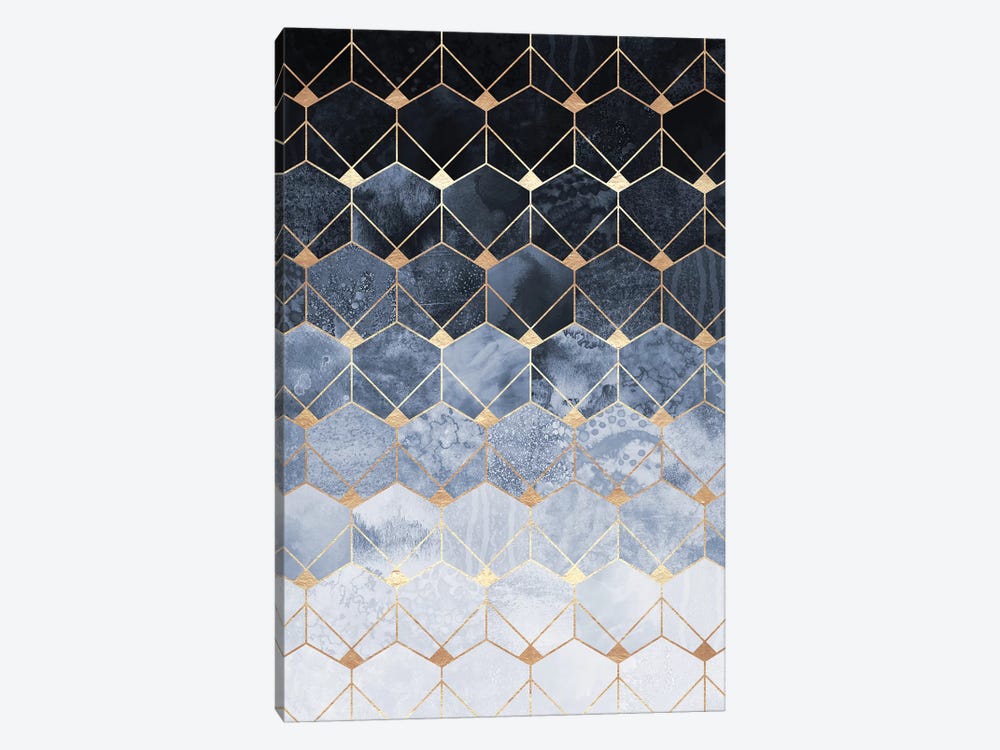 Blue Hexagons And Diamonds by Elisabeth Fredriksson 1-piece Canvas Art Print