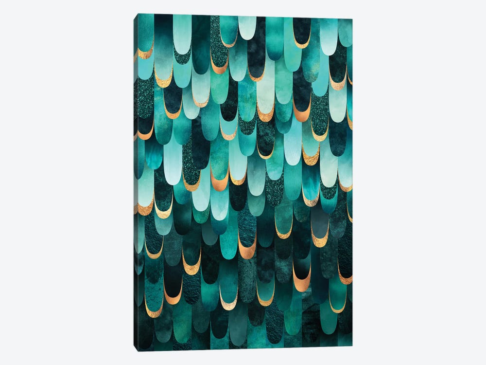 Feathered - Turquoise by Elisabeth Fredriksson 1-piece Canvas Art