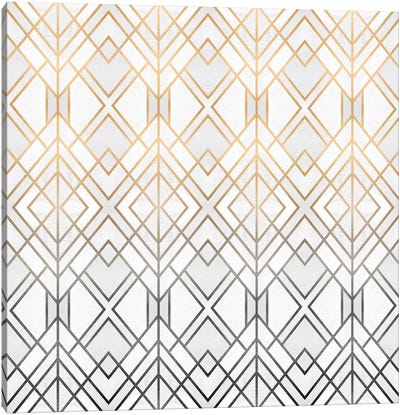 Gold And Grey Geo Canvas Art Print - Gold & White Art