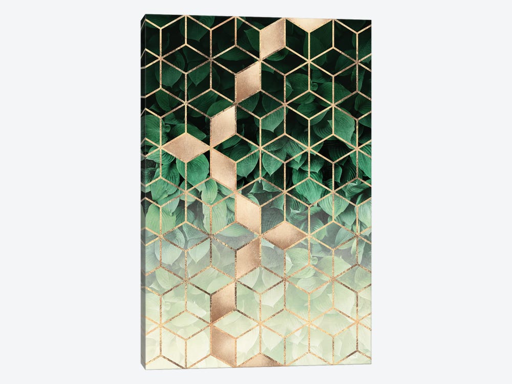 Leaves And Cubes I by Elisabeth Fredriksson 1-piece Canvas Wall Art