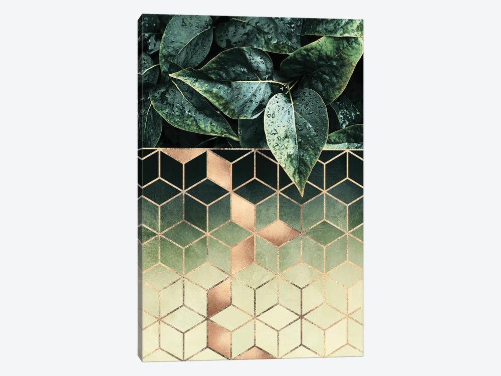 Leaves And Cubes II by Elisabeth Fredriksson 1-piece Canvas Print