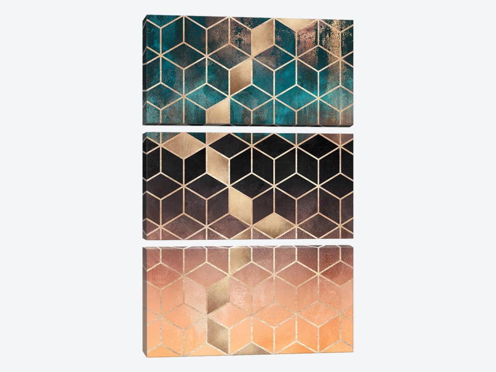 Ombre Dream Cubes, Rectangular by Elisabeth Fredriksson 3-piece Canvas Print