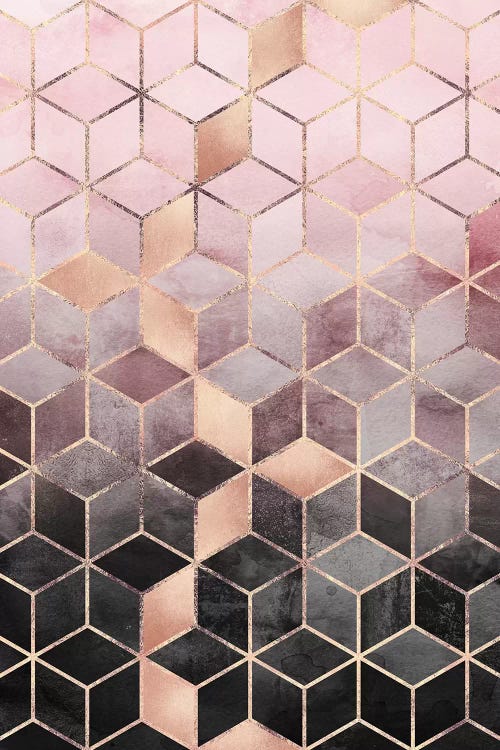 Pink & Grey Gradient Cubes, Rectangular