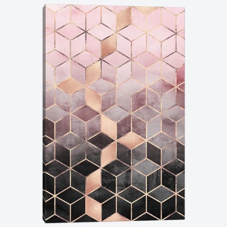 Pink & Grey Gradient Cubes, Rectangular Canvas Print #ELF244} by Elisabeth Fredriksson Canvas Art
