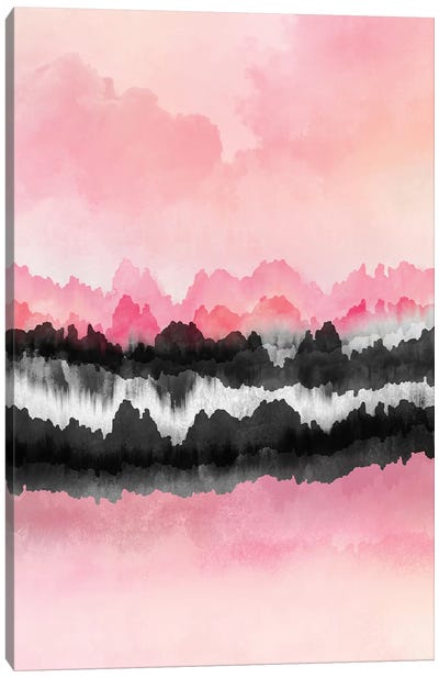 Pink Mountains Canvas Art Print - Black & Pink Art