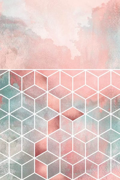 Rose Clouds And Cubes by Elisabeth Fredriksson framed canvas print