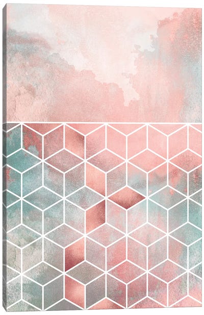 Rose Clouds And Cubes Canvas Art Print - Pastels