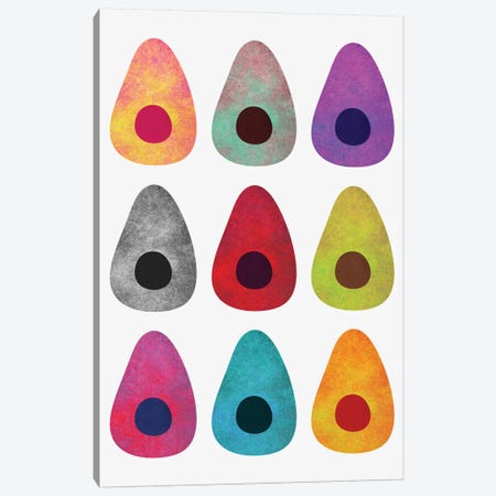 Colored Avocados Canvas Print #ELF24} by Elisabeth Fredriksson Canvas Artwork