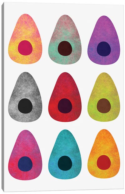 Colored Avocados Canvas Art Print - Fresh & Modern