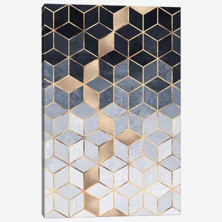 Soft Blue Gradient Cubes, Rectangular Canvas Print #ELF251} by Elisabeth Fredriksson Canvas Artwork