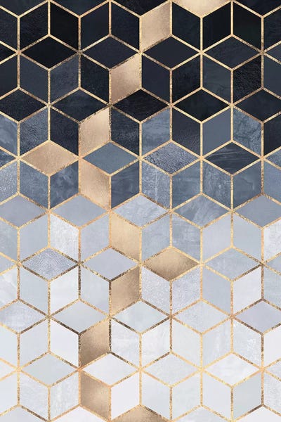Blue: Soft Blue Gradient Cubes, Rectangular by Elisabeth Fredriksson