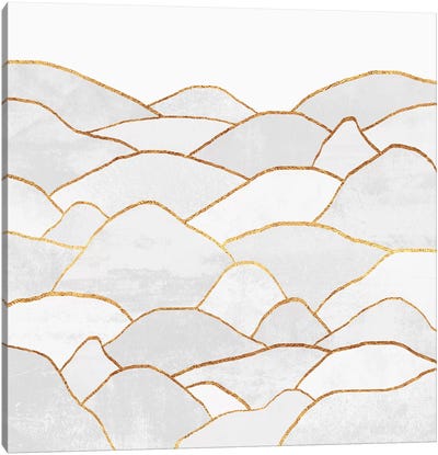 White Hills Canvas Art Print - Geometric Abstract Art