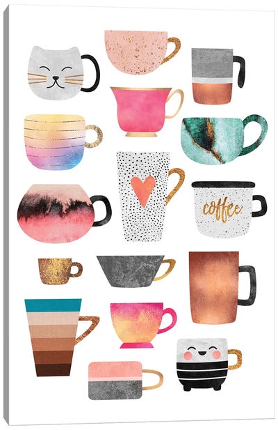 Coffee Cup Collection Canvas Art Print - Elisabeth Fredriksson