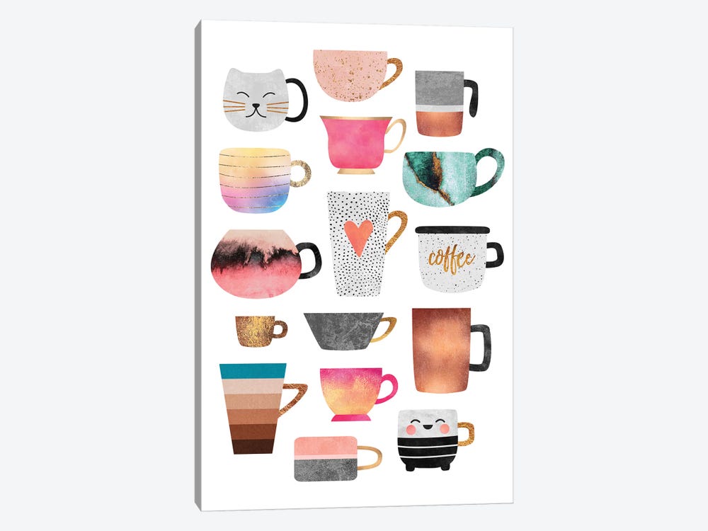 Coffee Cup Collection by Elisabeth Fredriksson 1-piece Canvas Print