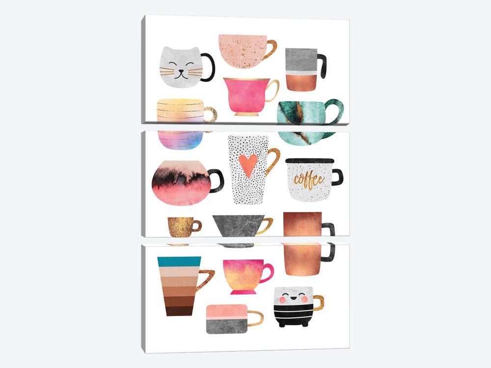 Coffee Cup Collection by Elisabeth Fredriksson 3-piece Canvas Art Print