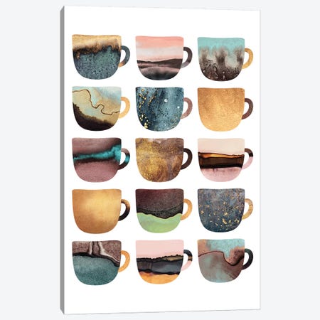Earthy Coffee Cups Canvas Print #ELF264} by Elisabeth Fredriksson Canvas Art