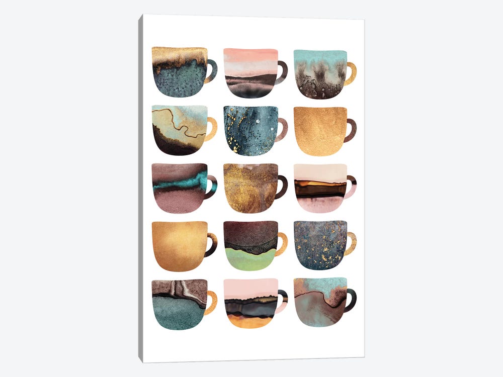 Earthy Coffee Cups by Elisabeth Fredriksson 1-piece Canvas Artwork