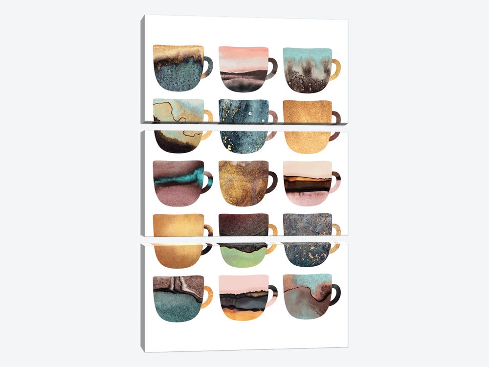 Earthy Coffee Cups by Elisabeth Fredriksson 3-piece Canvas Artwork