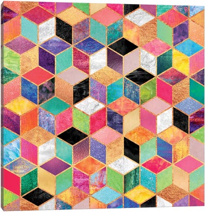 Colorful Cubes Canvas Art Print - Geometric Pop