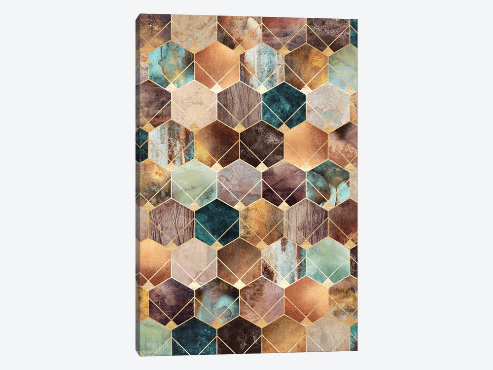 Natural Hexagons And Diamonds by Elisabeth Fredriksson 1-piece Canvas Wall Art