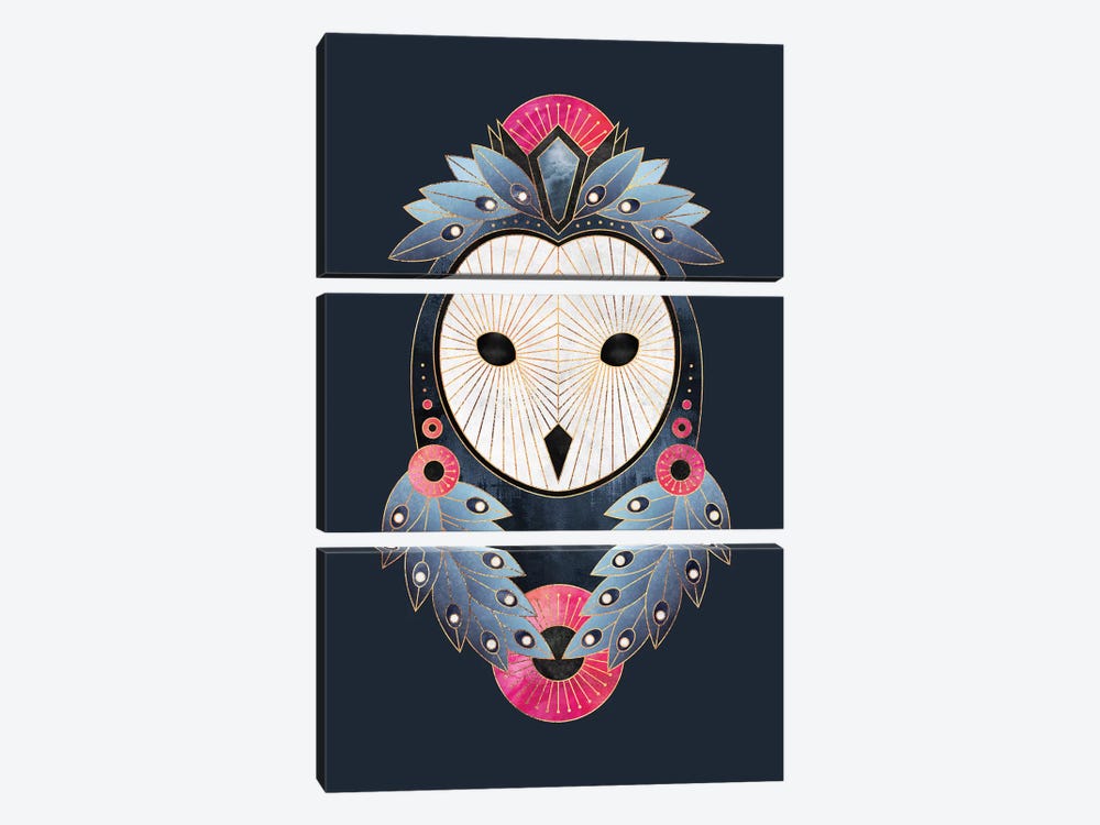 Owl I by Elisabeth Fredriksson 3-piece Canvas Print