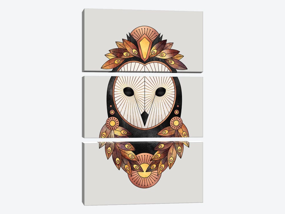 Owl II by Elisabeth Fredriksson 3-piece Canvas Wall Art