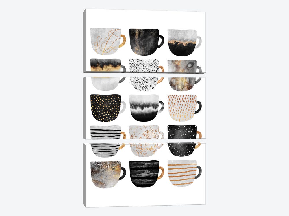Pretty Coffee Cups III by Elisabeth Fredriksson 3-piece Canvas Print