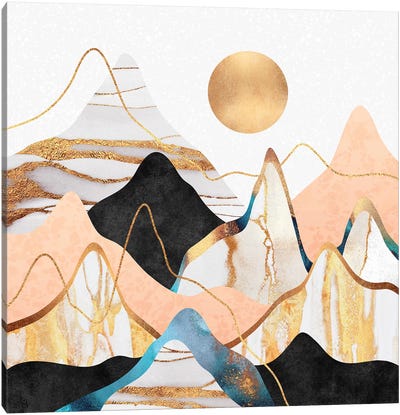 Mountainscape III Canvas Art Print - Pantone Living Coral 2019