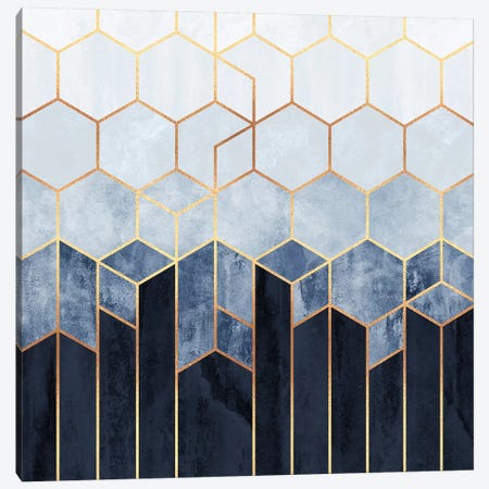 Soft Blue Hexagons Canvas Print #ELF288} by Elisabeth Fredriksson Canvas Art Print