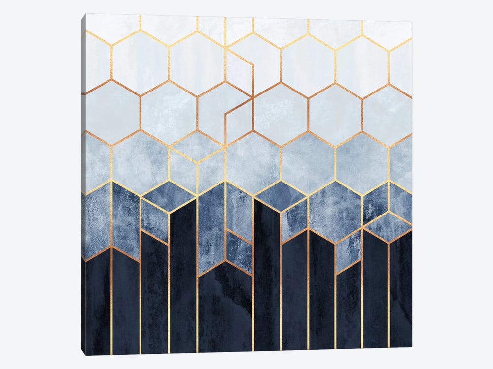 Soft Blue Hexagons 1-piece Canvas Artwork