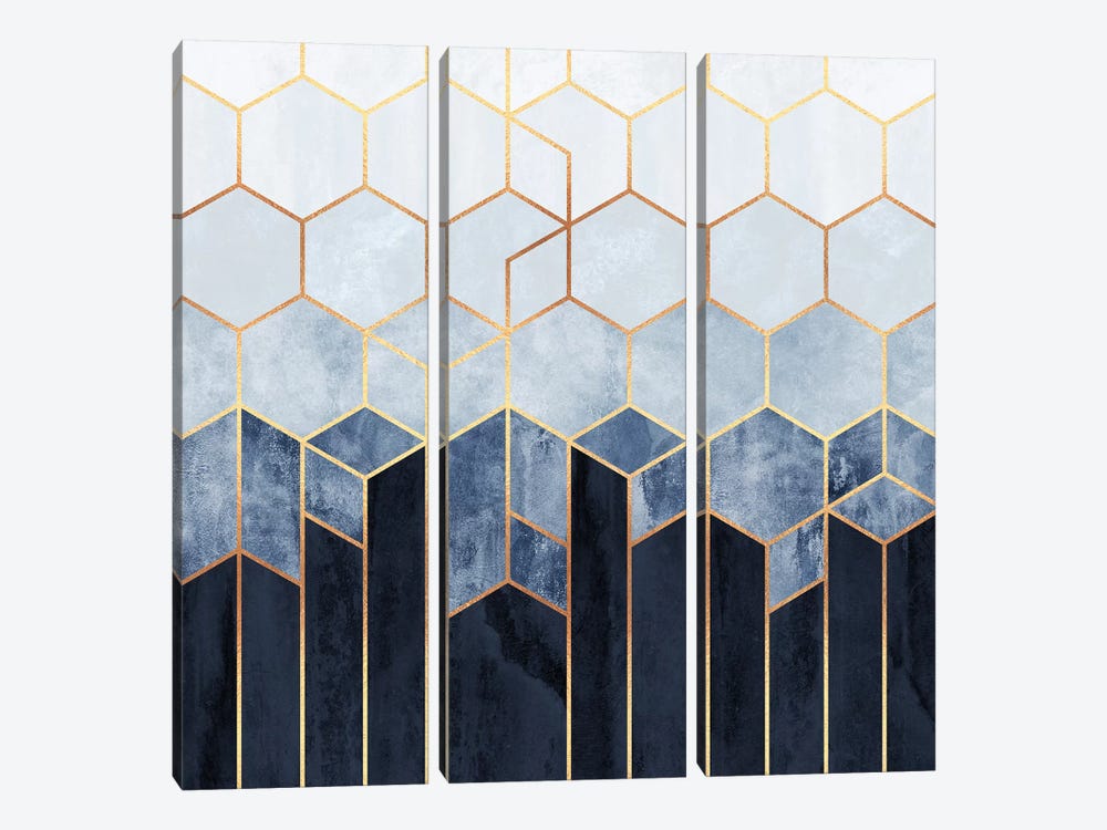 Soft Blue Hexagons by Elisabeth Fredriksson 3-piece Canvas Artwork