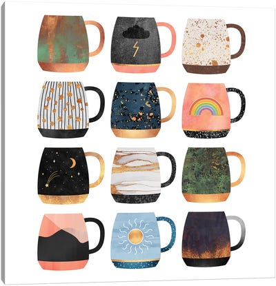 Coffee Cup Collection II Canvas Art Print - Pop Art for Kitchen