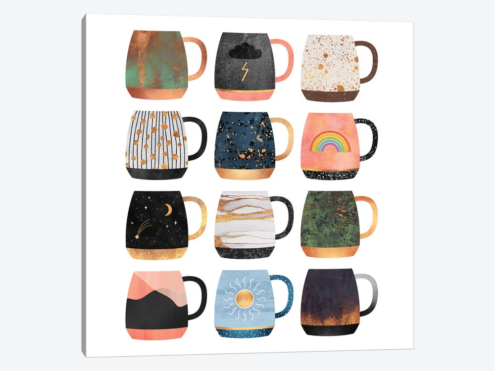 Coffee Cup Collection II by Elisabeth Fredriksson 1-piece Canvas Art Print