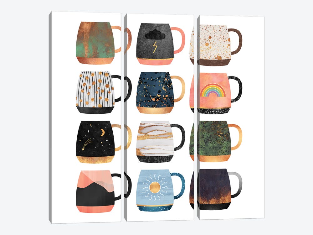 Coffee Cup Collection II by Elisabeth Fredriksson 3-piece Art Print