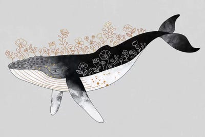 Floral Whale by Elisabeth Fredriksson canvas print
