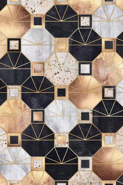 Large Modern Art - Canvas Prints: Art Deco Octagons by Elisabeth Fredriksson