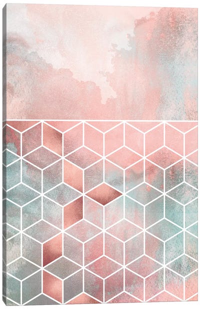 Rose Clouds And Cubes I Canvas Art Print - Elisabeth Fredriksson