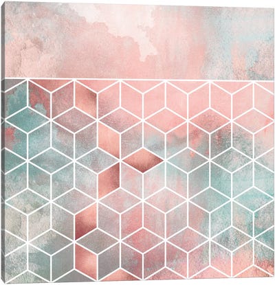 Rose Clouds And Cubes II Canvas Art Print - Elisabeth Fredriksson