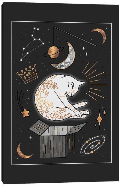 Ruler Of The Universe - Dreaming Cat Canvas Art Print - Mysticism
