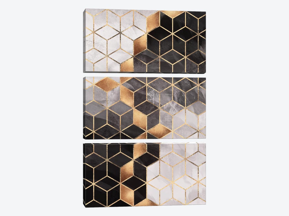 Smoky Cubes I by Elisabeth Fredriksson 3-piece Canvas Print
