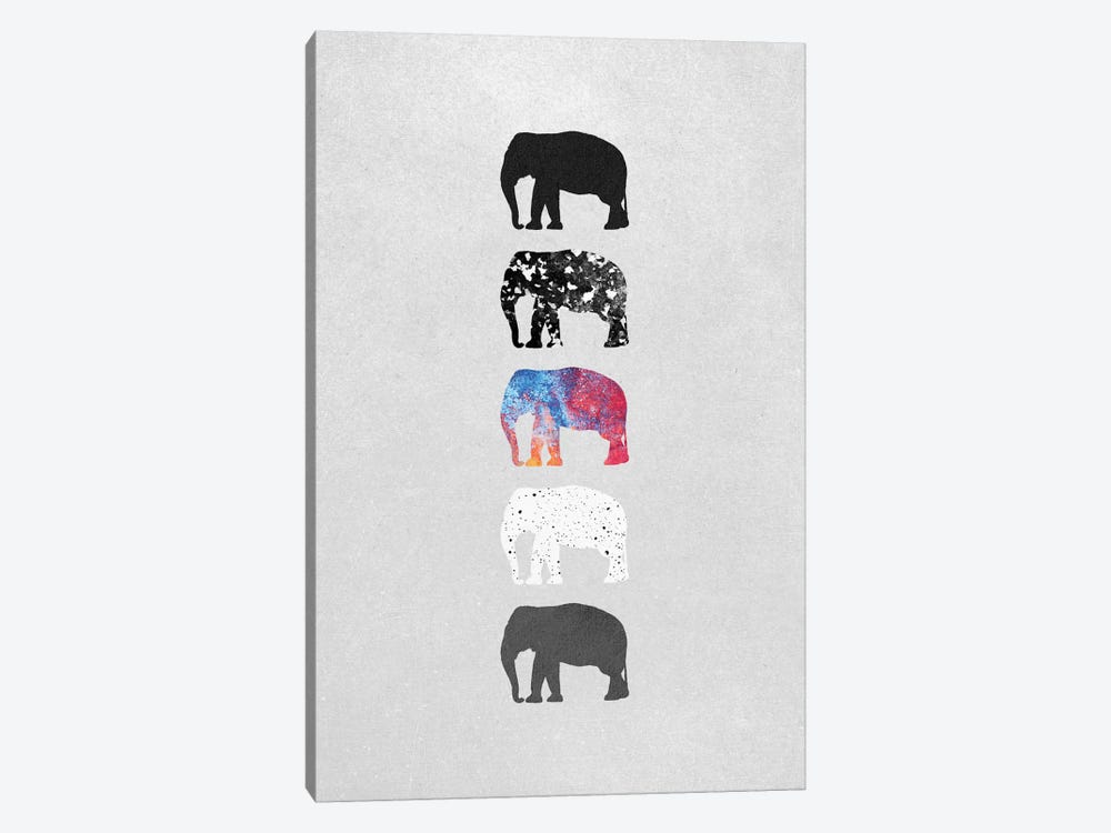 Five Elephants by Elisabeth Fredriksson 1-piece Canvas Artwork