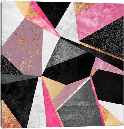 Geometry Pink Canvas Art Print - Black & Pink