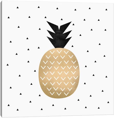 Golden Pineapple Canvas Art Print - Minimalist Kitchen Art
