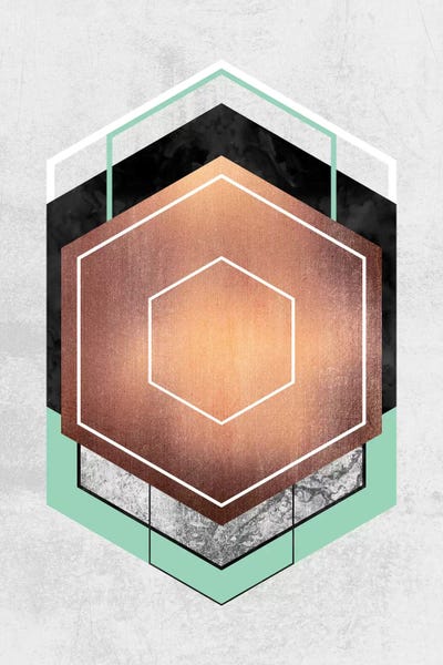 Scandinavian Office: Hexagon Abstract I by Elisabeth Fredriksson