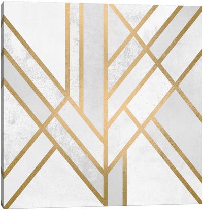Art Deco Geometry II Canvas Art Print - White & Gold