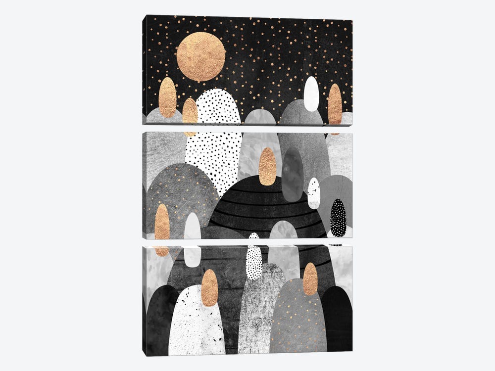 Little Land Of Pebbles By Night by Elisabeth Fredriksson 3-piece Canvas Artwork
