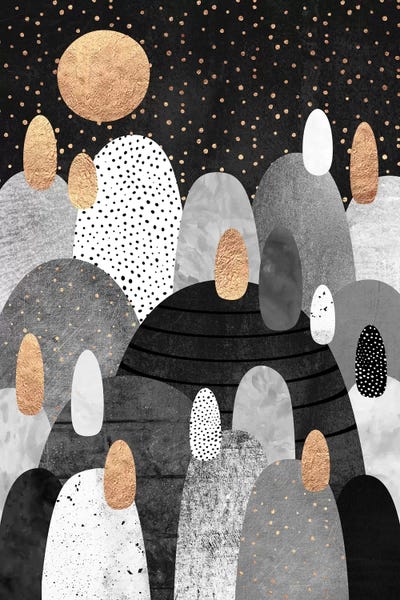 Black & White & Gold: Little Land Of Pebbles By Night by Elisabeth Fredriksson